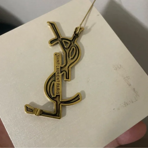 Gold YSL Logo Brooch - Picture 4 of 4